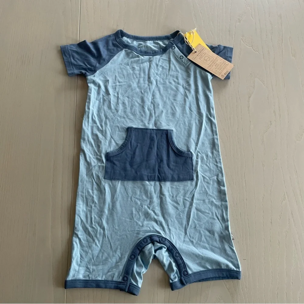 Kyte Baby Shortall Romper One Piece Bamboo Blue 4T